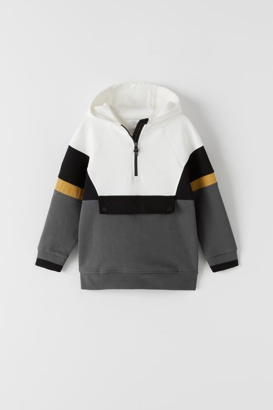 korean t-shirt with collor zip and full sleeve in grey & white color  